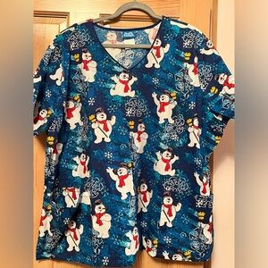 FROSTY THE SNOWMAN ☃️ NURSE’S SCRUB TOP SIZE 3X